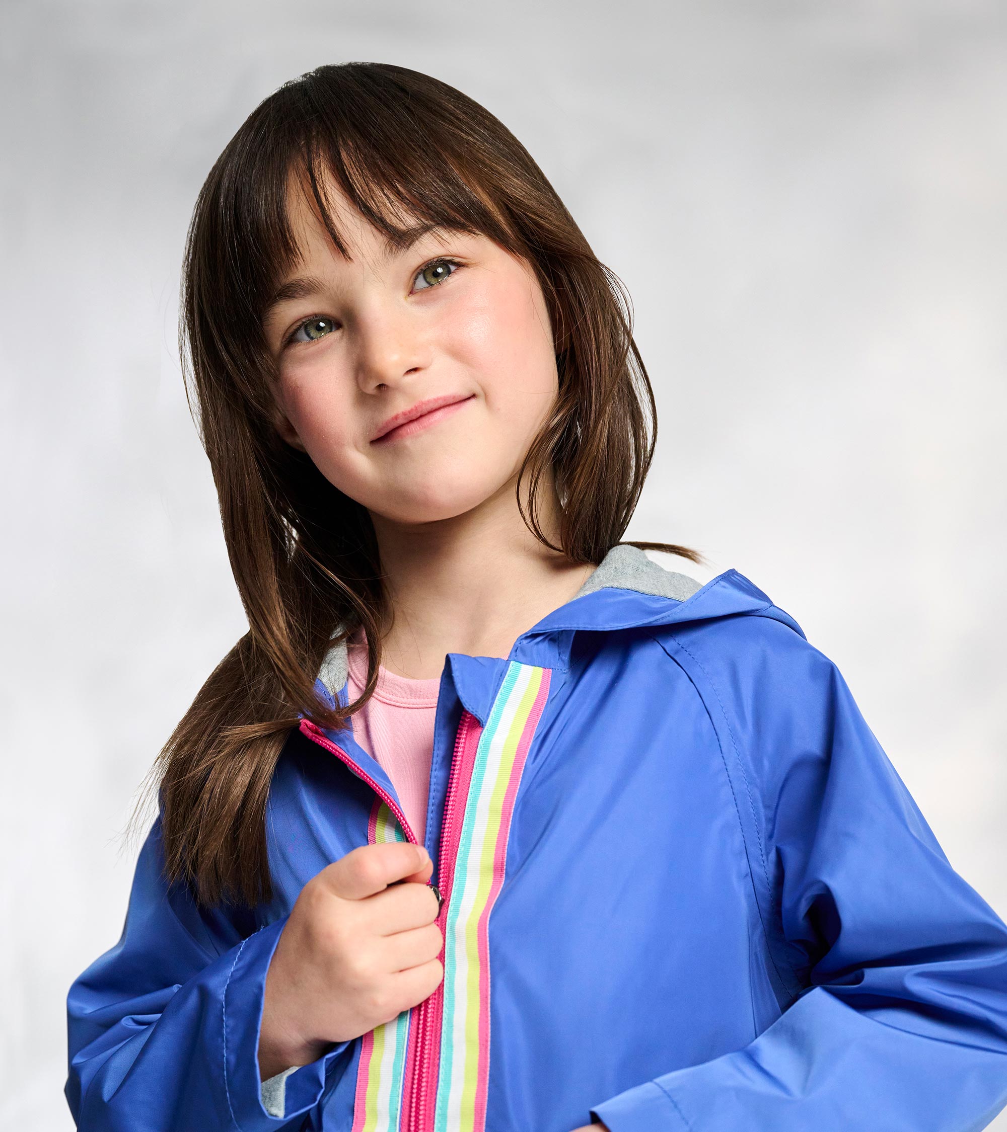 Hatley Girls Blue Colorblock Jersey-Lined Rain Jacket