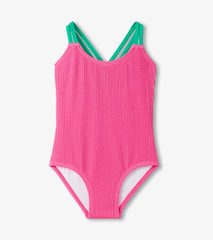 Hatley Girls Hot Pink Ribbed One-Piece Swimsuit