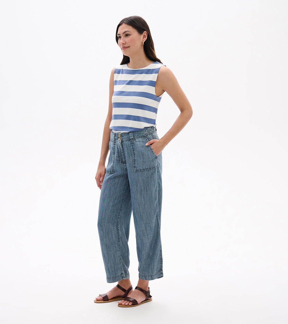 Hatley Sophie Wide Leg Pants - Blue Acid Rinse