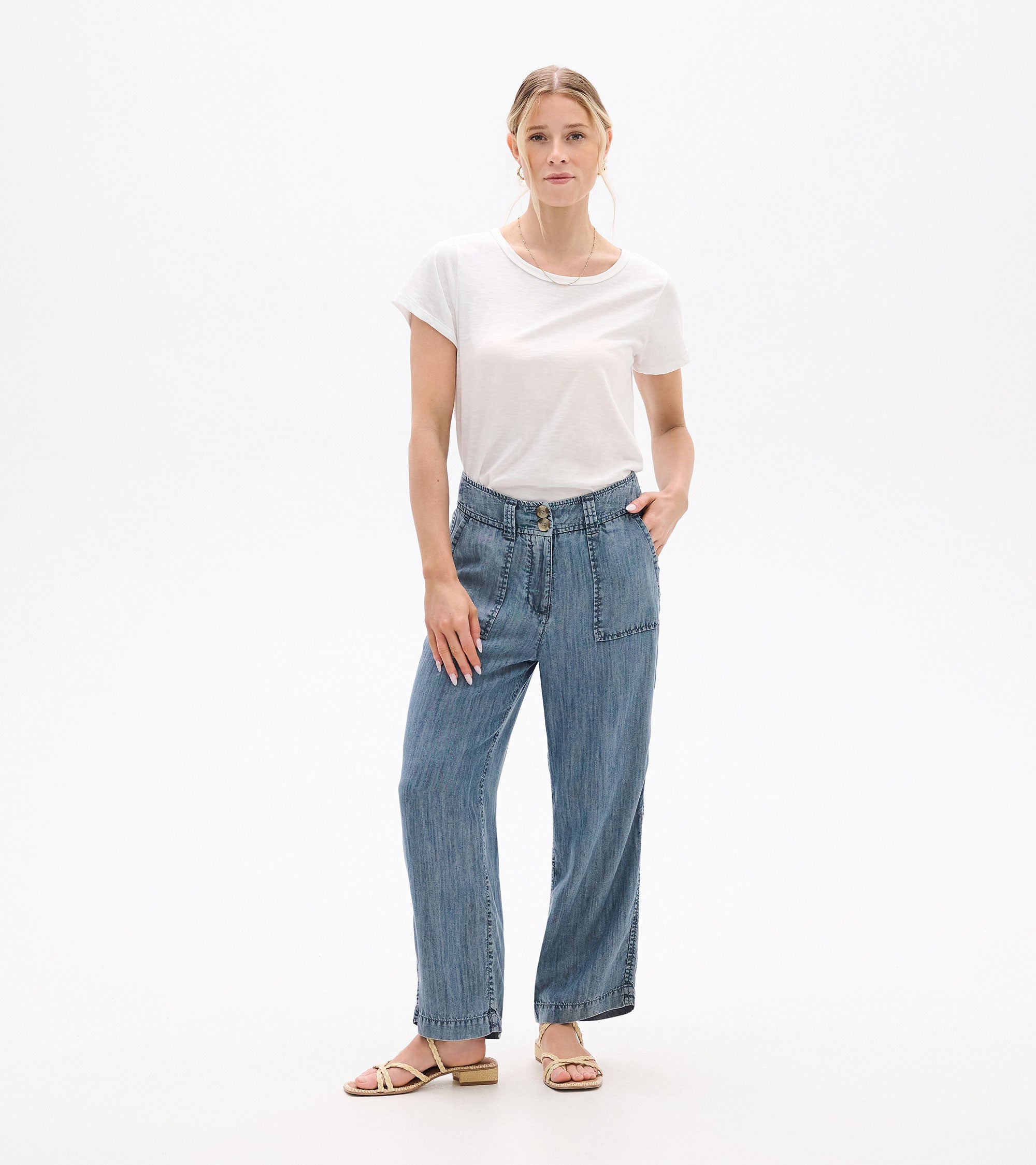 Hatley Sophie Wide Leg Pants - Blue Acid Rinse