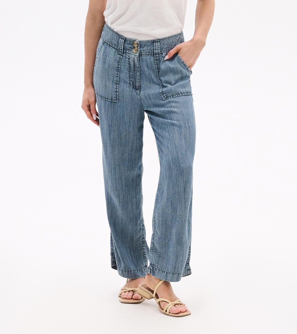 Hatley Sophie Wide Leg Pants - Blue Acid Rinse