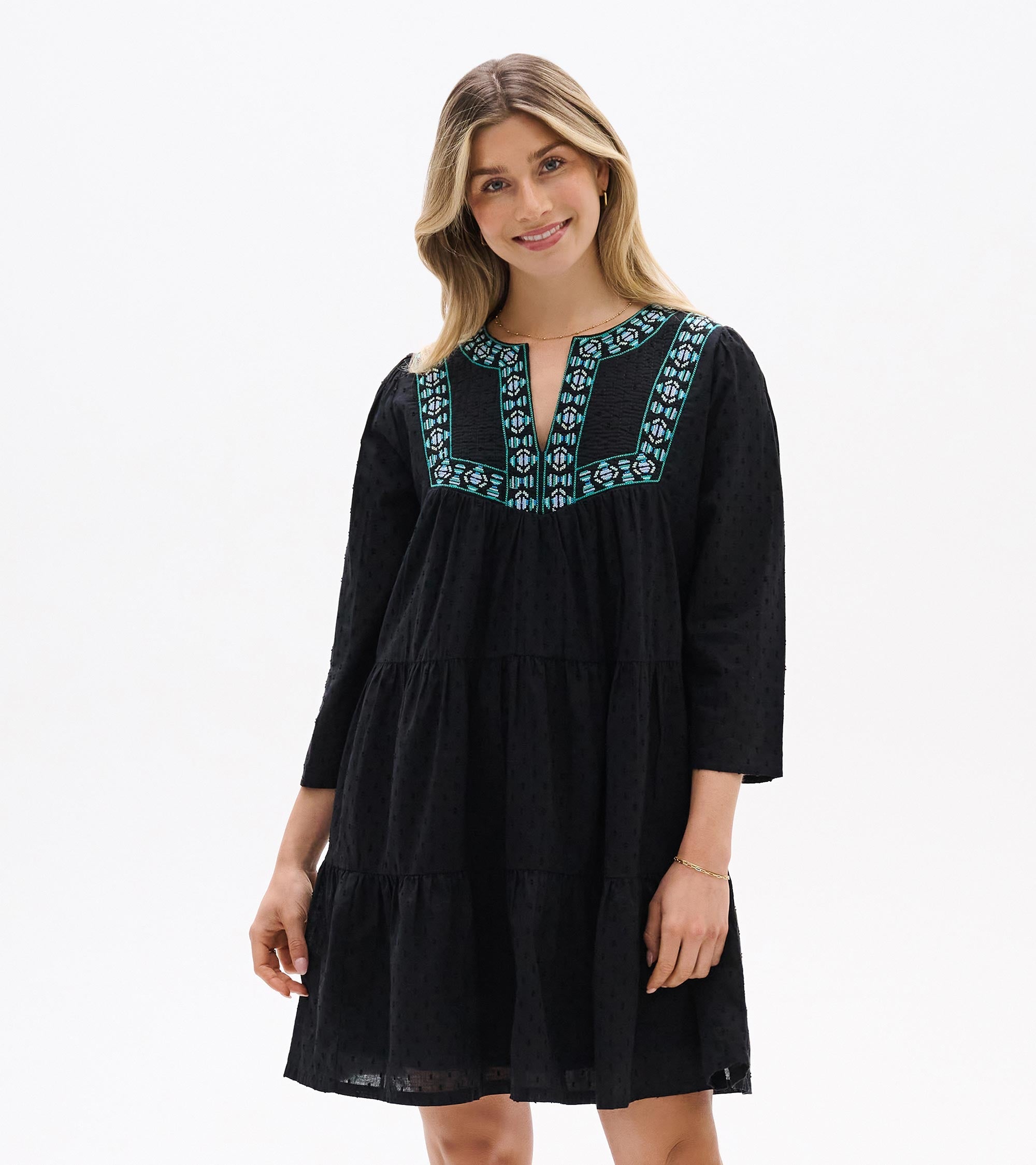 Hatley Amira Tiered Dress - Black Swiss Dot