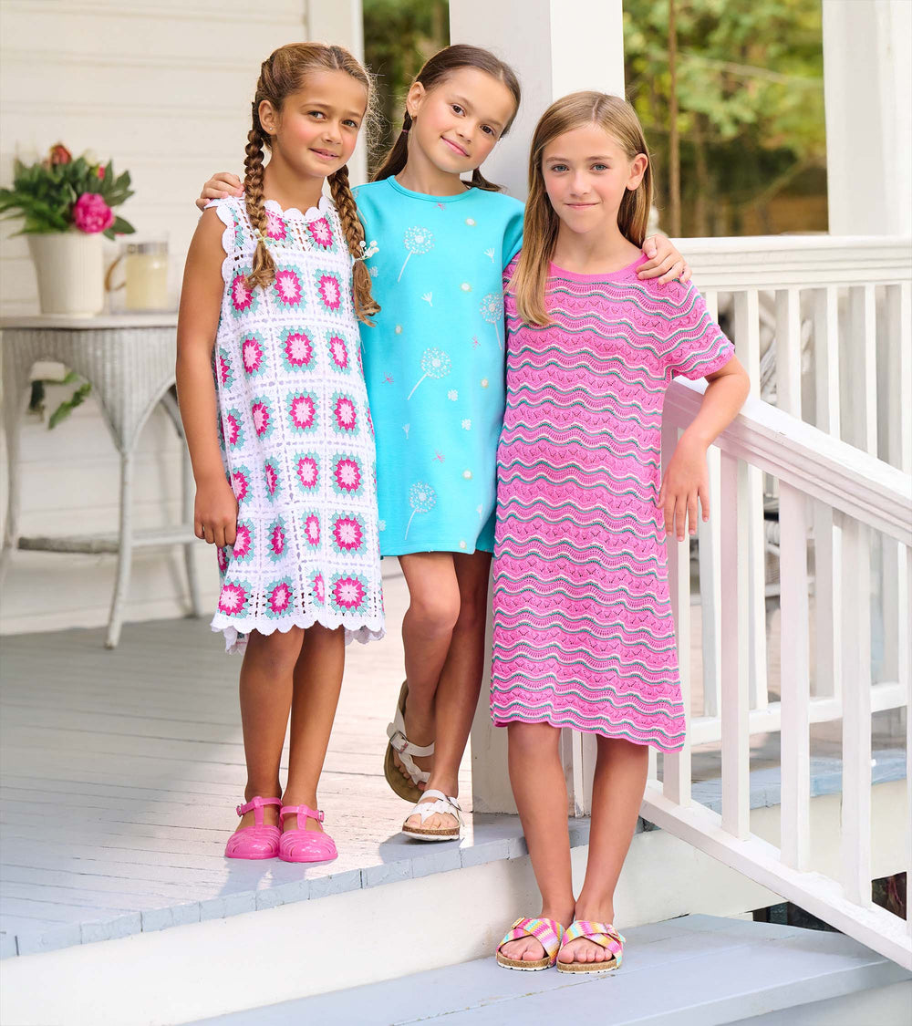 Hatley Girls Blue Radiance Sleeveless Crochet Dress