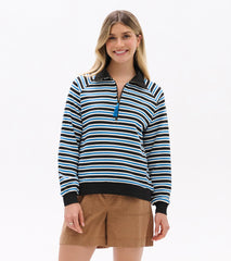 Hatley Mock Neck Pullover - Black Stripes