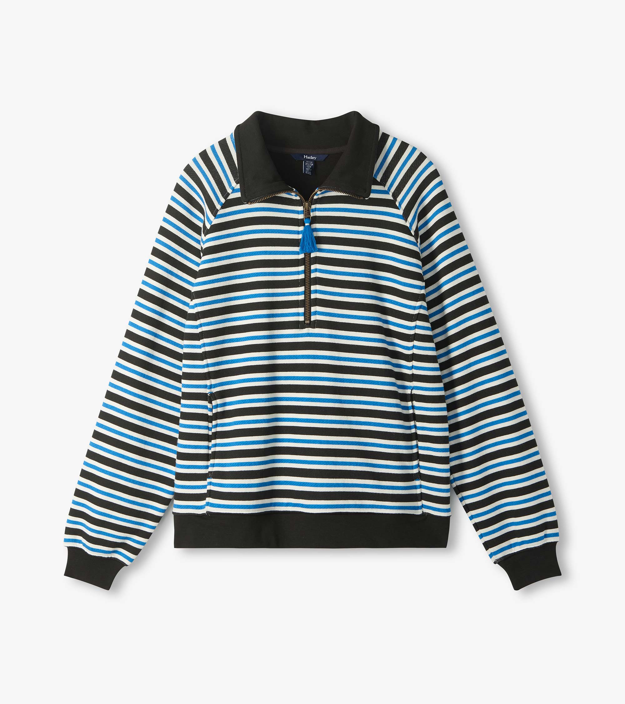 Hatley Mock Neck Pullover - Black Stripes