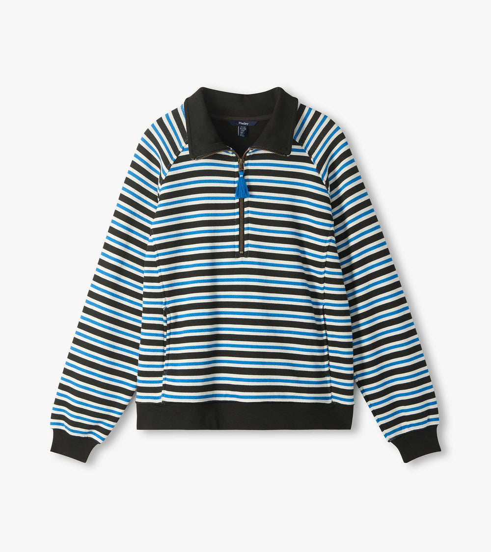 Hatley Mock Neck Pullover - Black Stripes