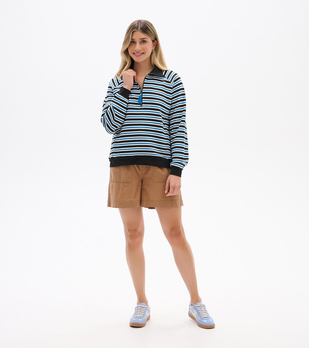 Hatley Mock Neck Pullover - Black Stripes