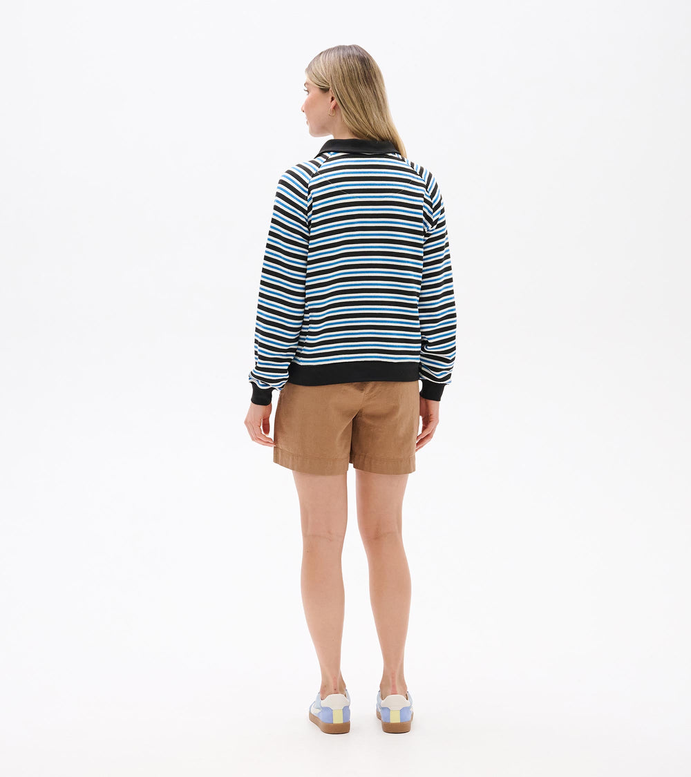 Hatley Mock Neck Pullover - Black Stripes