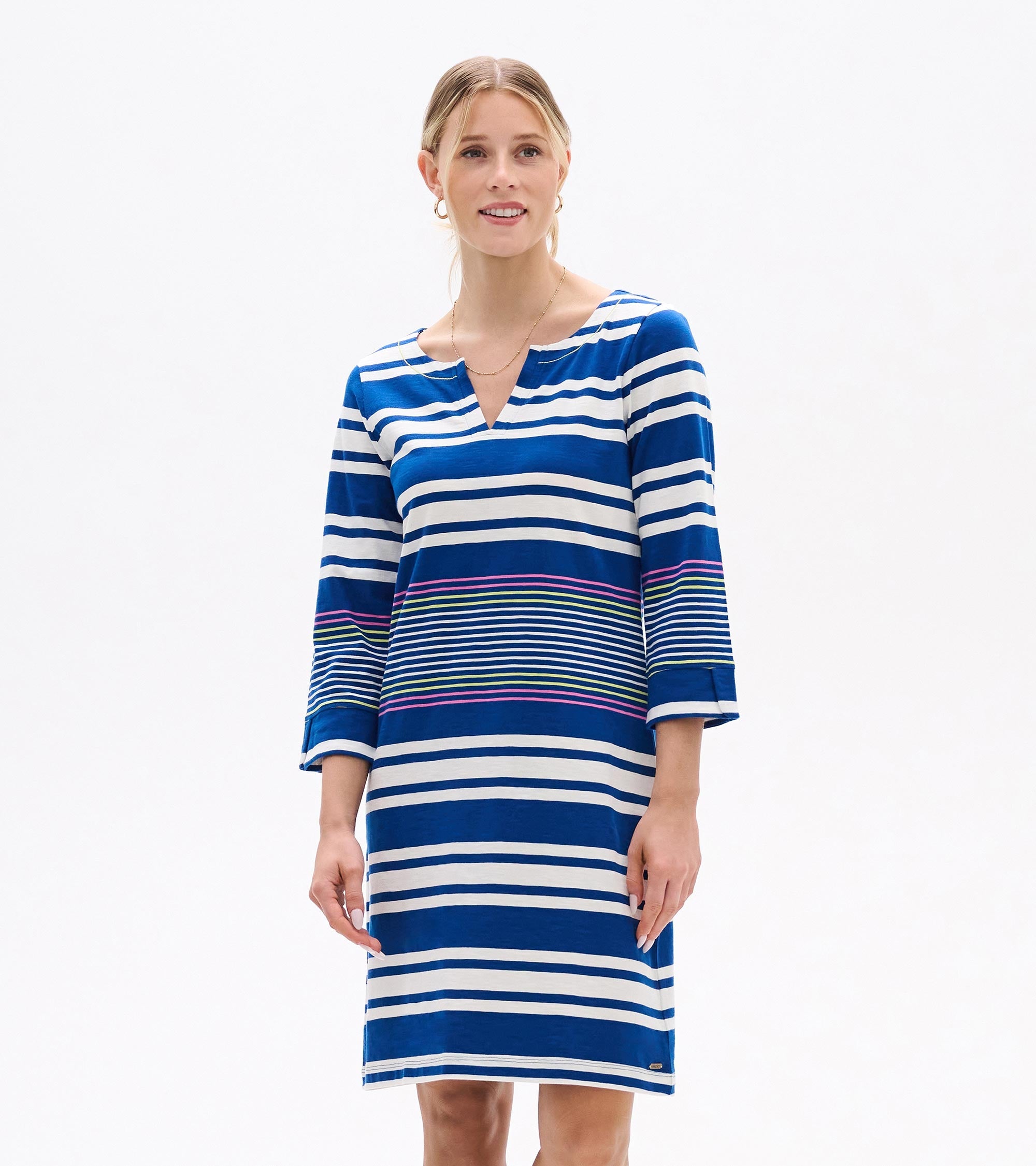 Hatley Lily Notch Neck Dress - Cheery Block Stripes