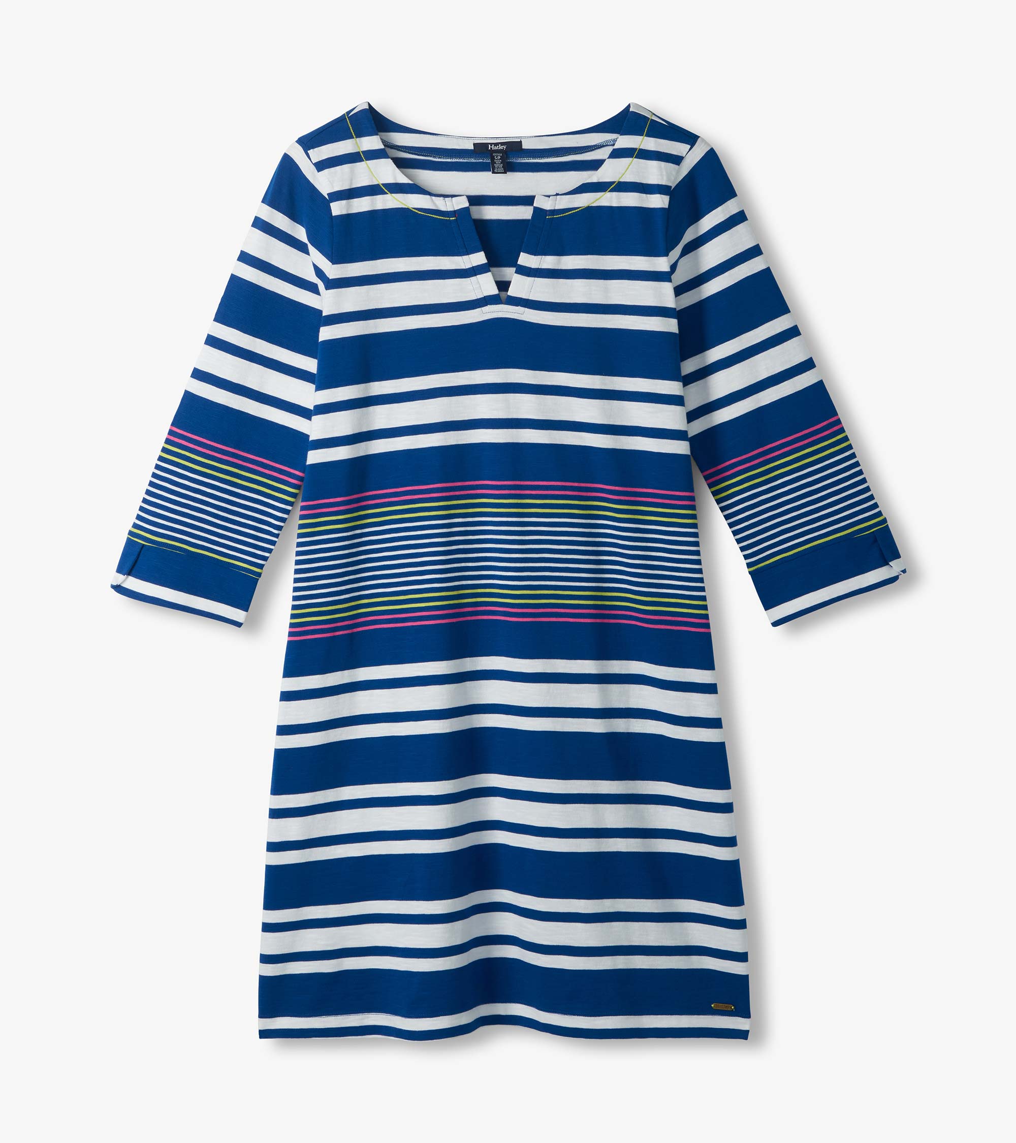 Hatley Lily Notch Neck Dress - Cheery Block Stripes