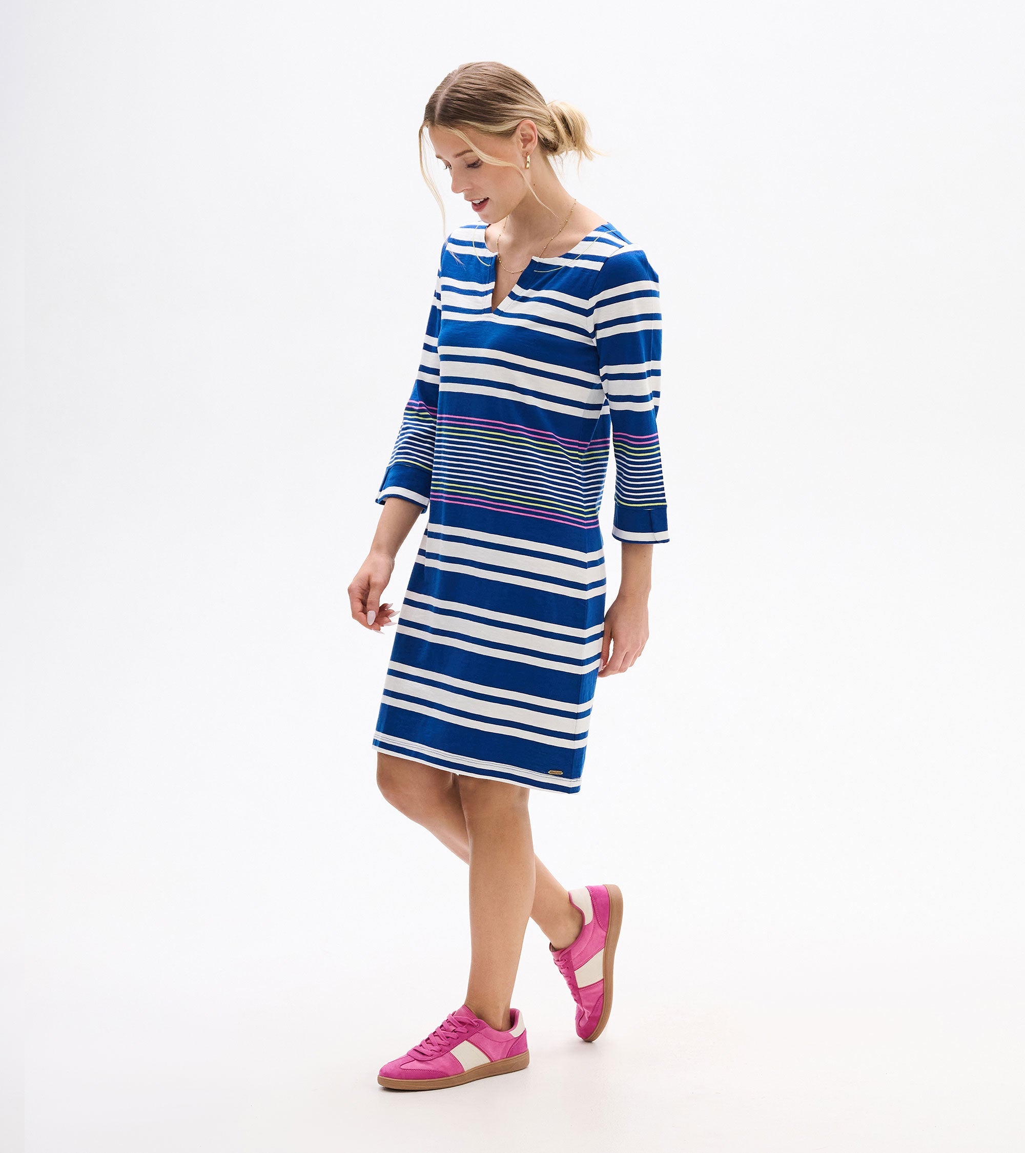 Hatley Lily Notch Neck Dress - Cheery Block Stripes