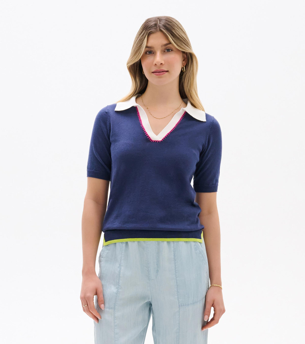 Hatley Johnny Collar Top - Patriot Blue
