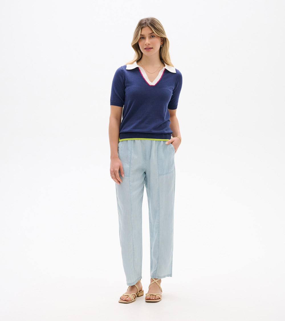 Hatley Johnny Collar Top - Patriot Blue