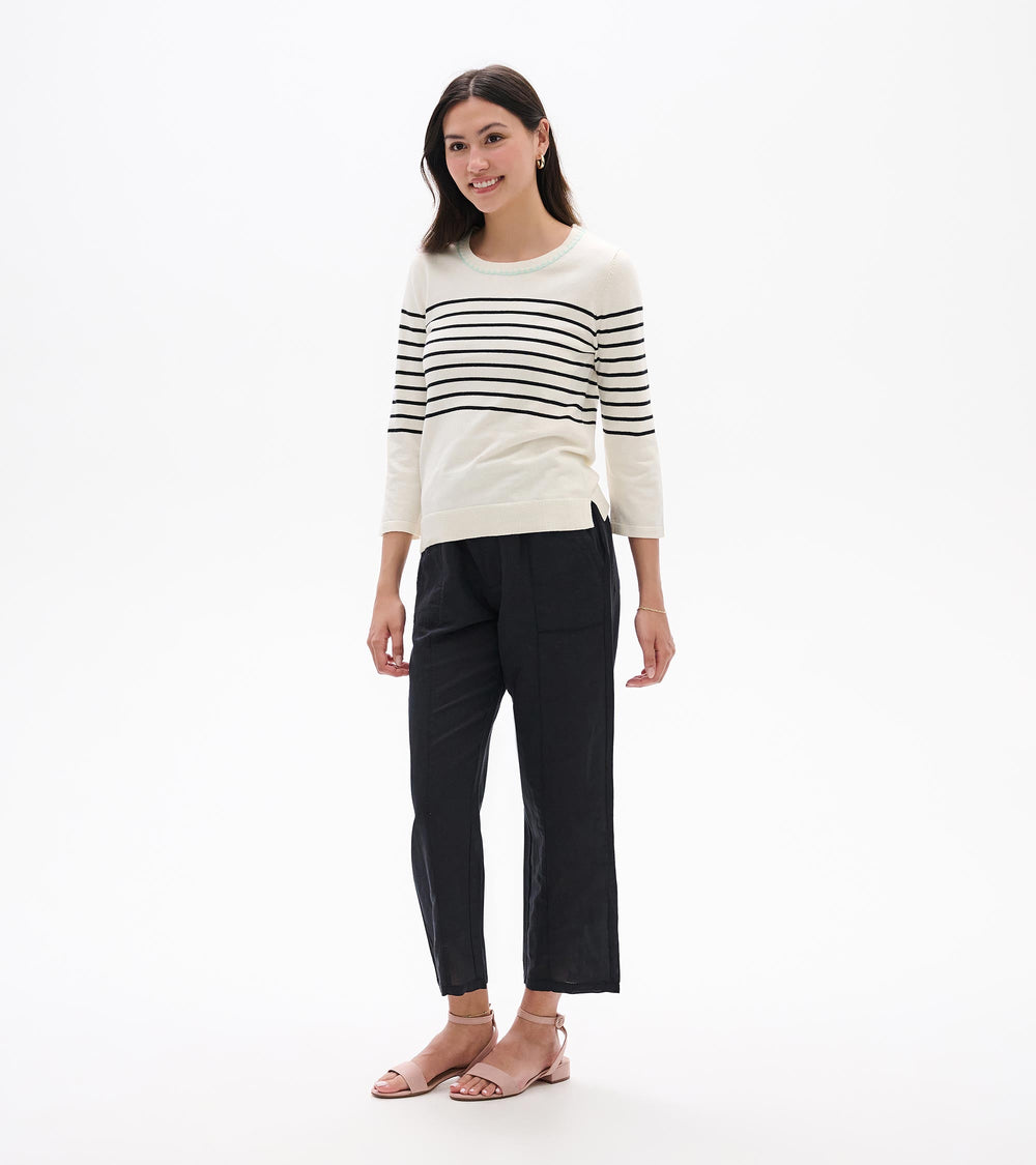Hatley 3/4 Sleeve Knit Top - Black Stripes