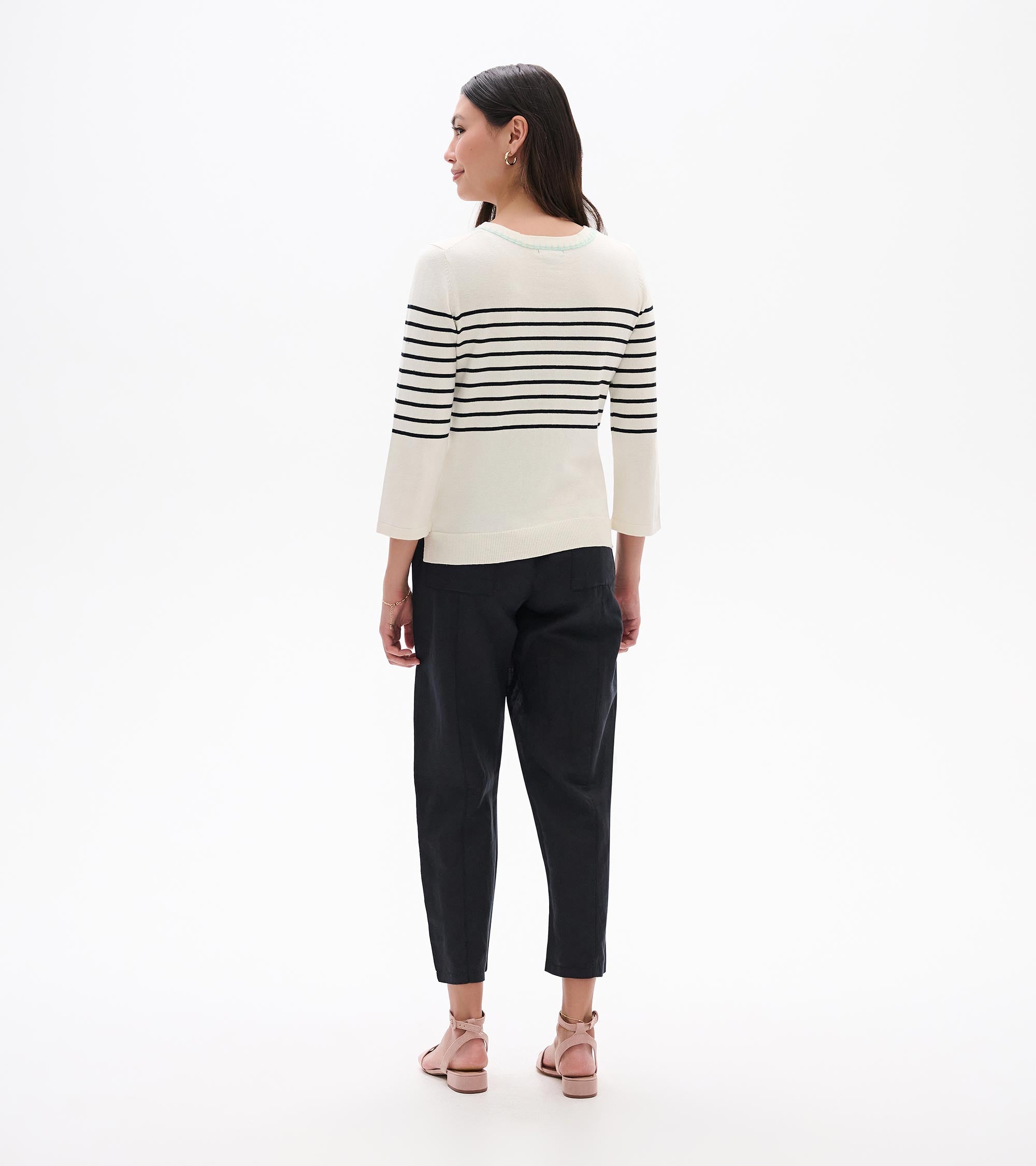 Hatley 3/4 Sleeve Knit Top - Black Stripes