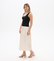 Hatley Mix Media Midi Dress - Whisper White and Black