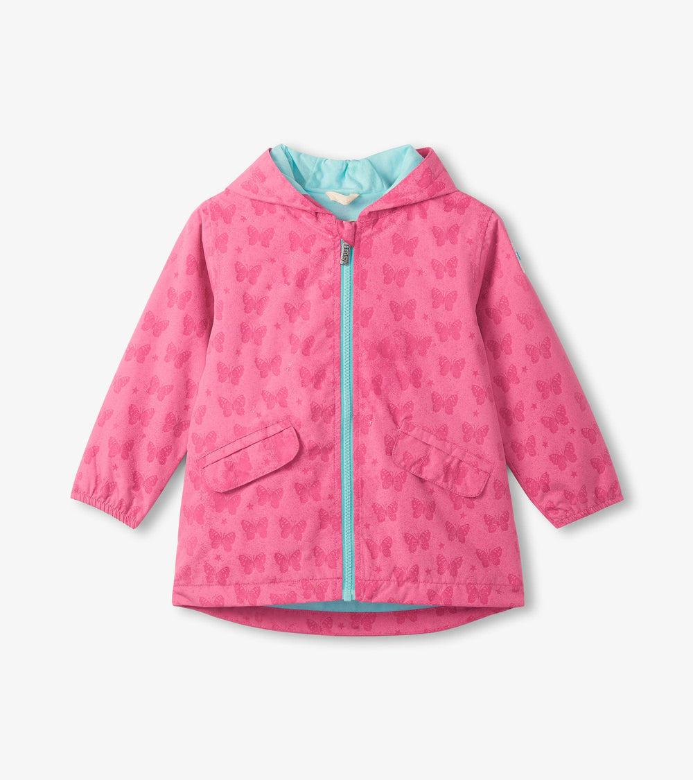 Hatley Girls Color Reveal Butterflies Microfiber Rain Jacket