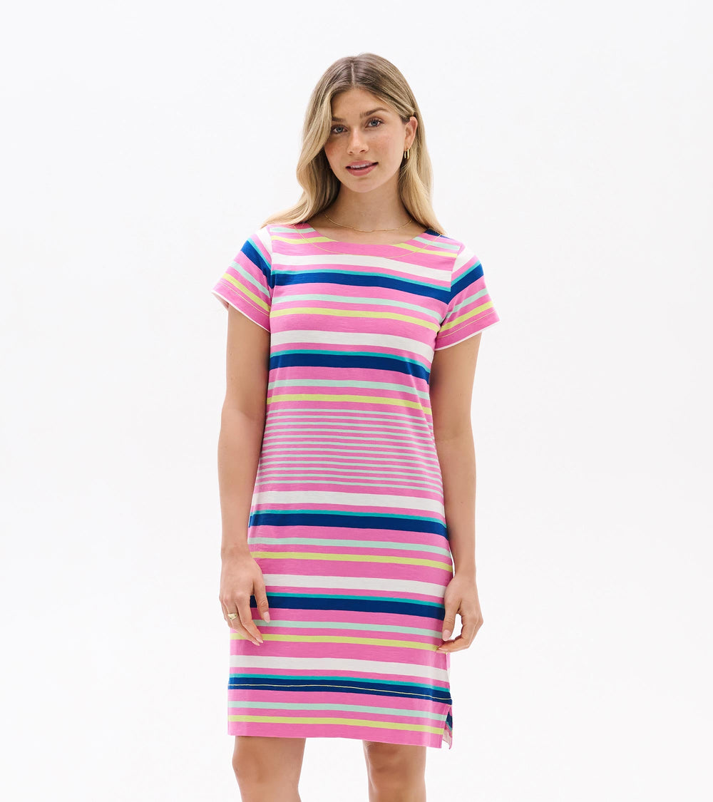 Hatley Zip-Back Tee Dress - Cheery Stripes