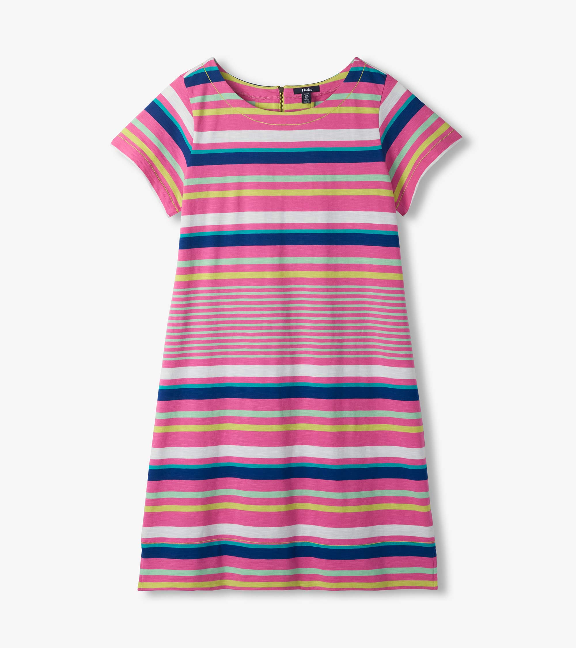 Hatley Zip-Back Tee Dress - Cheery Stripes