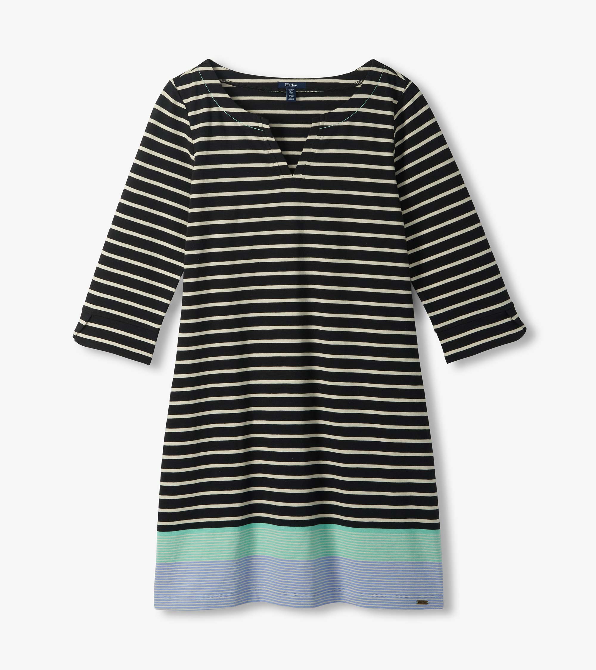 Hatley Lily Notch Neck Dress - Caviar Stripes