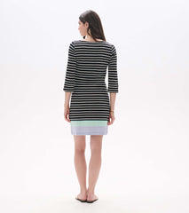 Hatley Lily Notch Neck Dress - Caviar Stripes