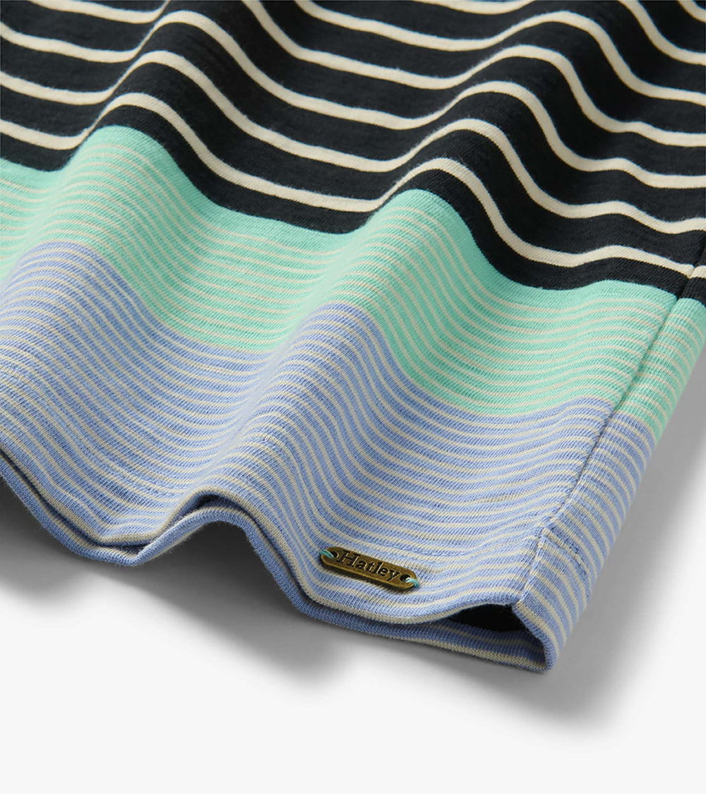 Hatley Lily Notch Neck Dress - Caviar Stripes