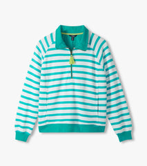 Hatley Mock Neck Pullover - Green Ceramic Stripes