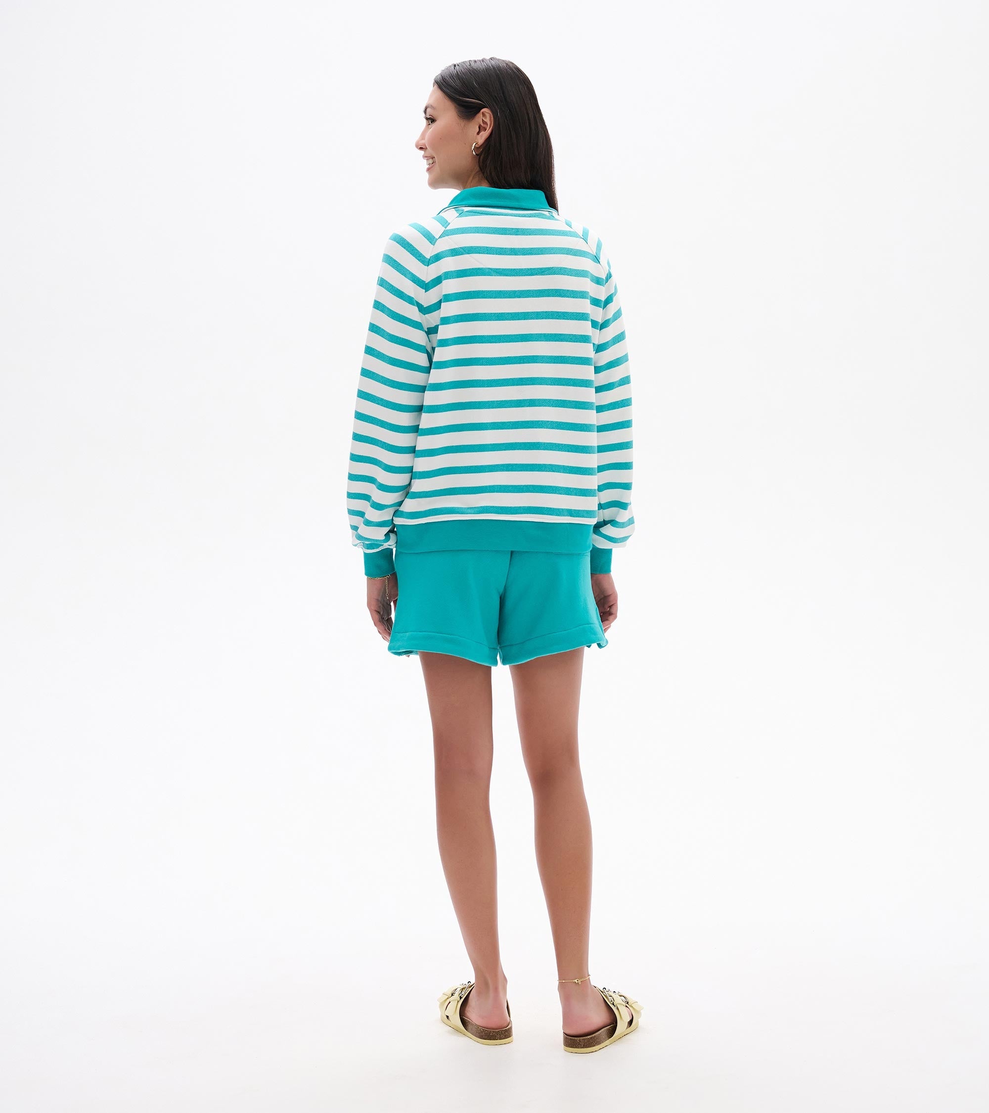 Hatley Mock Neck Pullover - Green Ceramic Stripes