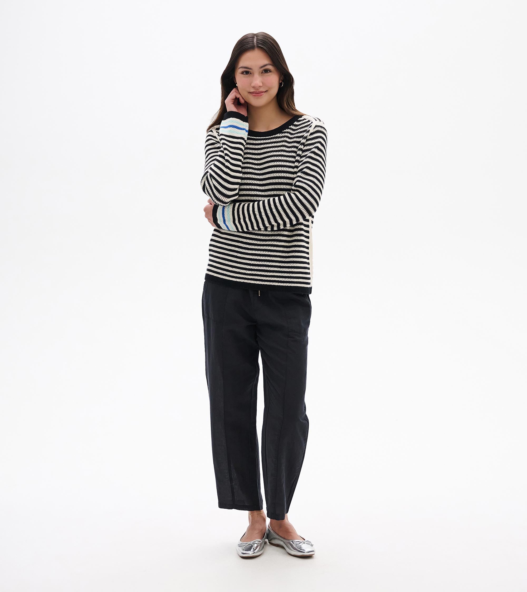 Hatley Pointelle Stripe Sweater - Classic Black