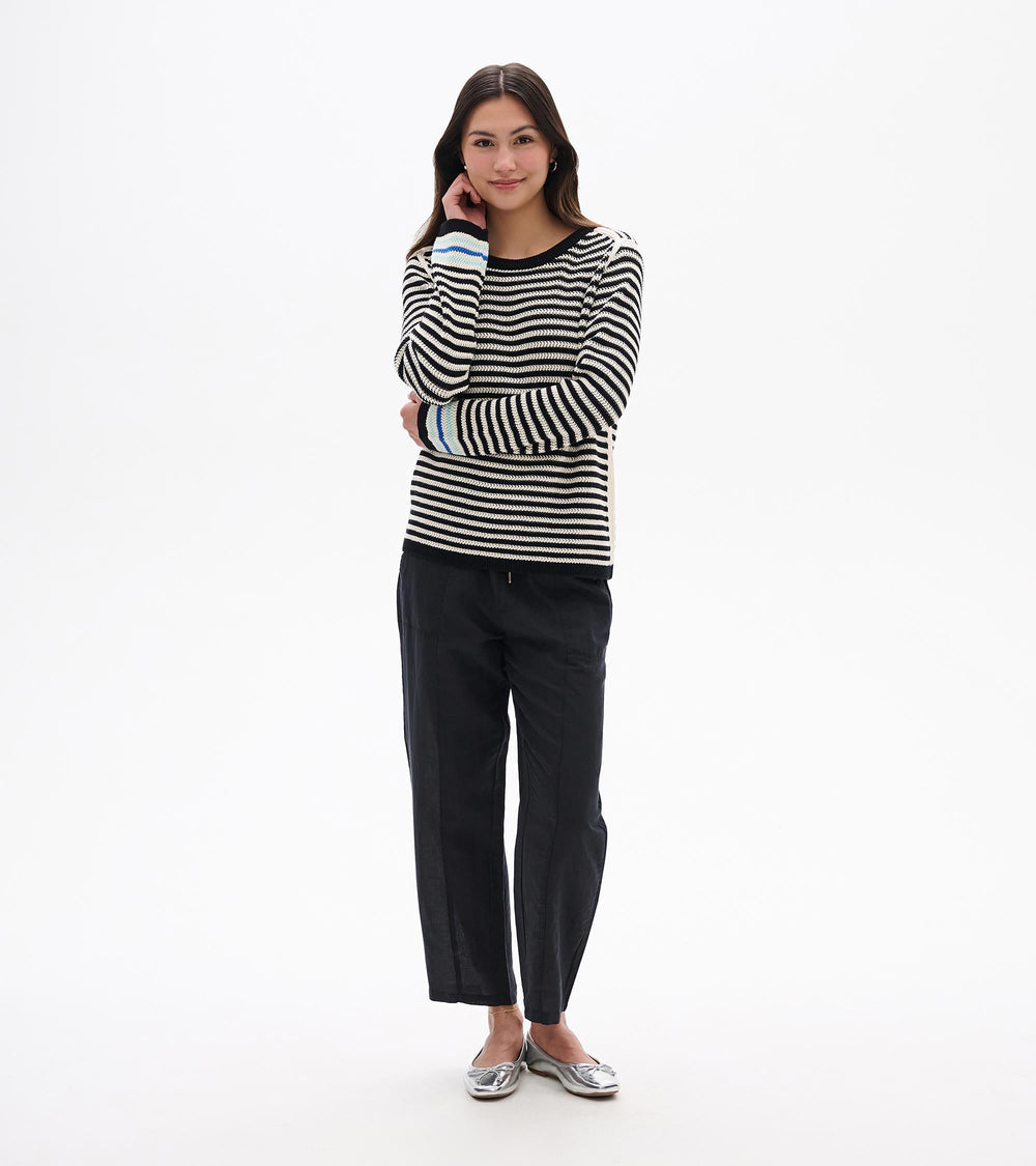 Hatley Pointelle Stripe Sweater - Classic Black
