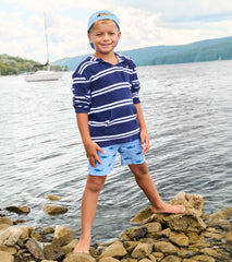 Hatley Boys Navy Stripes Hooded Long Sleeve Cover-Up