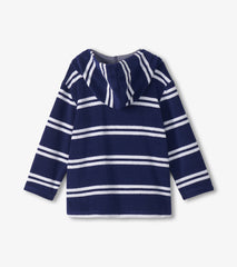 Hatley Boys Navy Stripes Hooded Long Sleeve Cover-Up