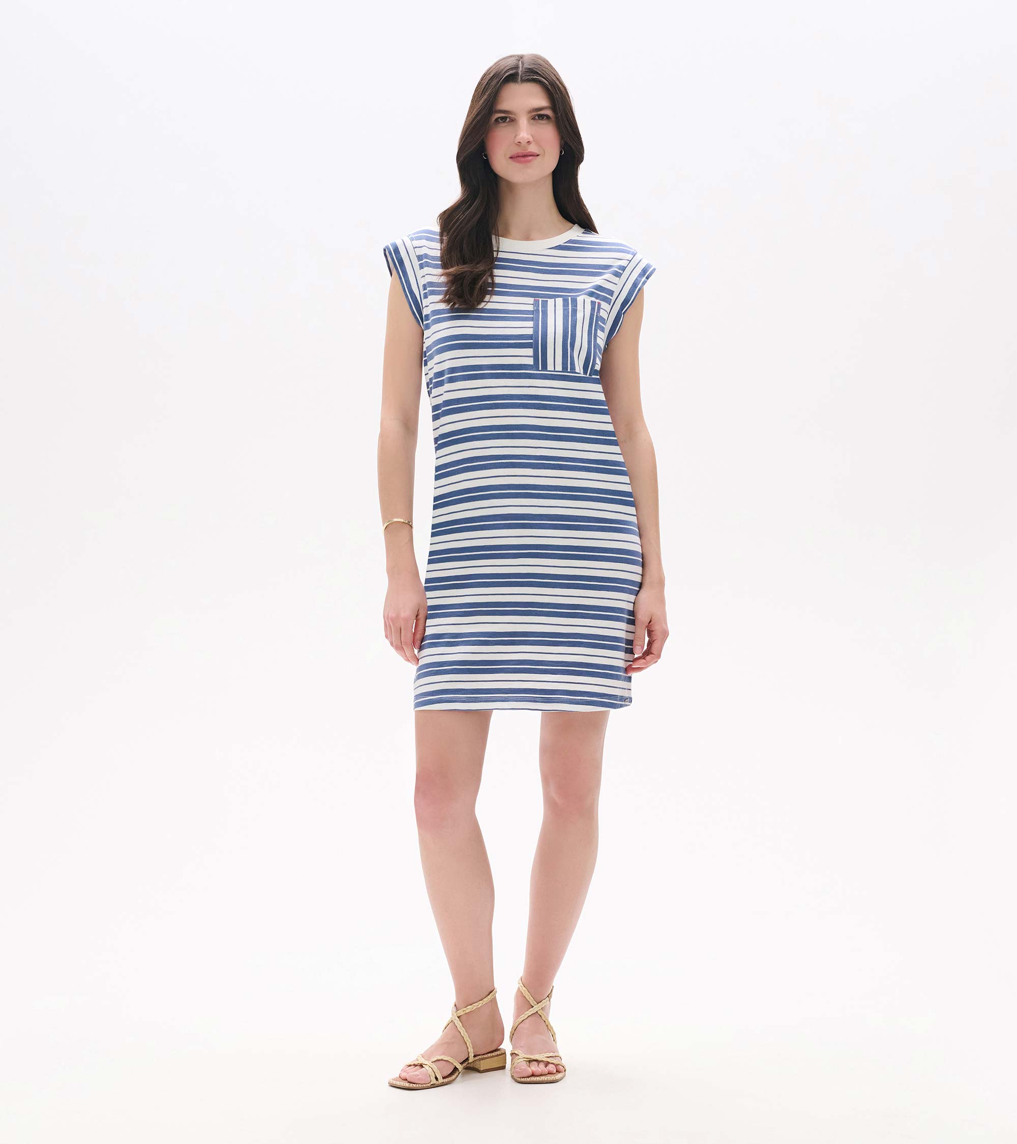 Hatley Pocket Tee Dress - Double Blue Horizon