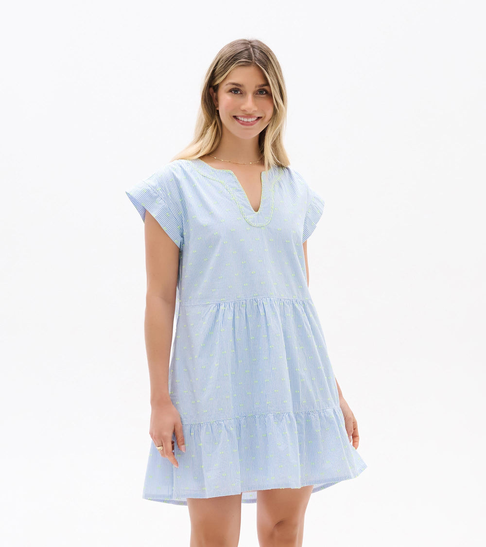 Hatley Emerson Dress - Neon Dots on Stripes
