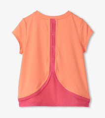 Hatley Girls Fusion Coral Mesh Trim T-Shirt