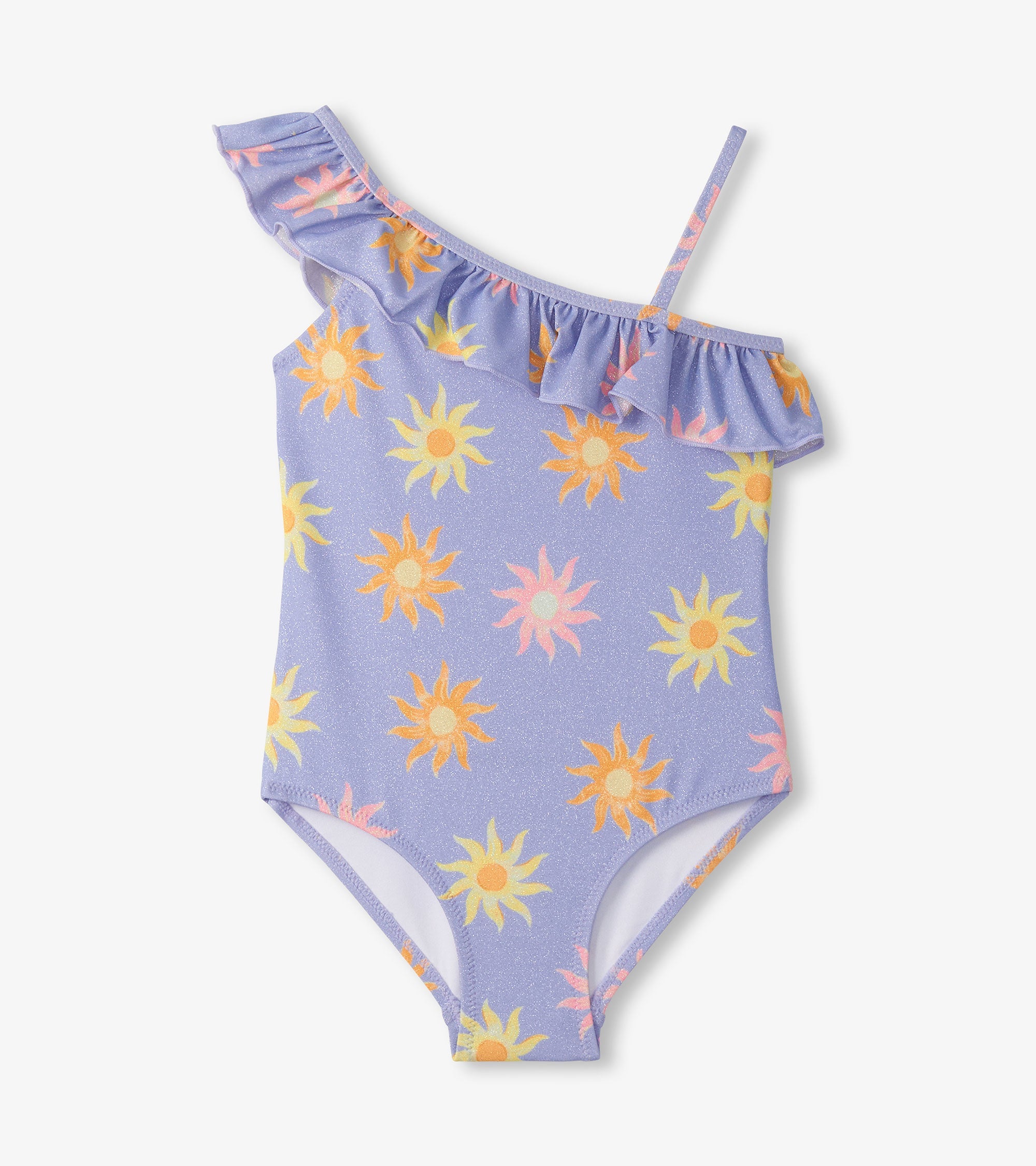 Hatley Girls Lavender Sunshine One-Shoulder Swimsuit