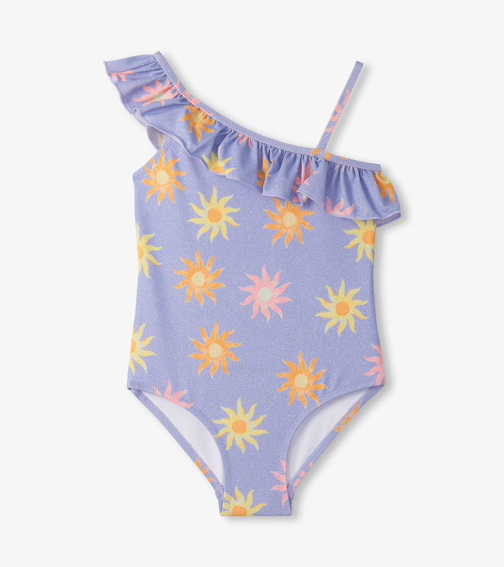 Hatley Girls Lavender Sunshine One-Shoulder Swimsuit