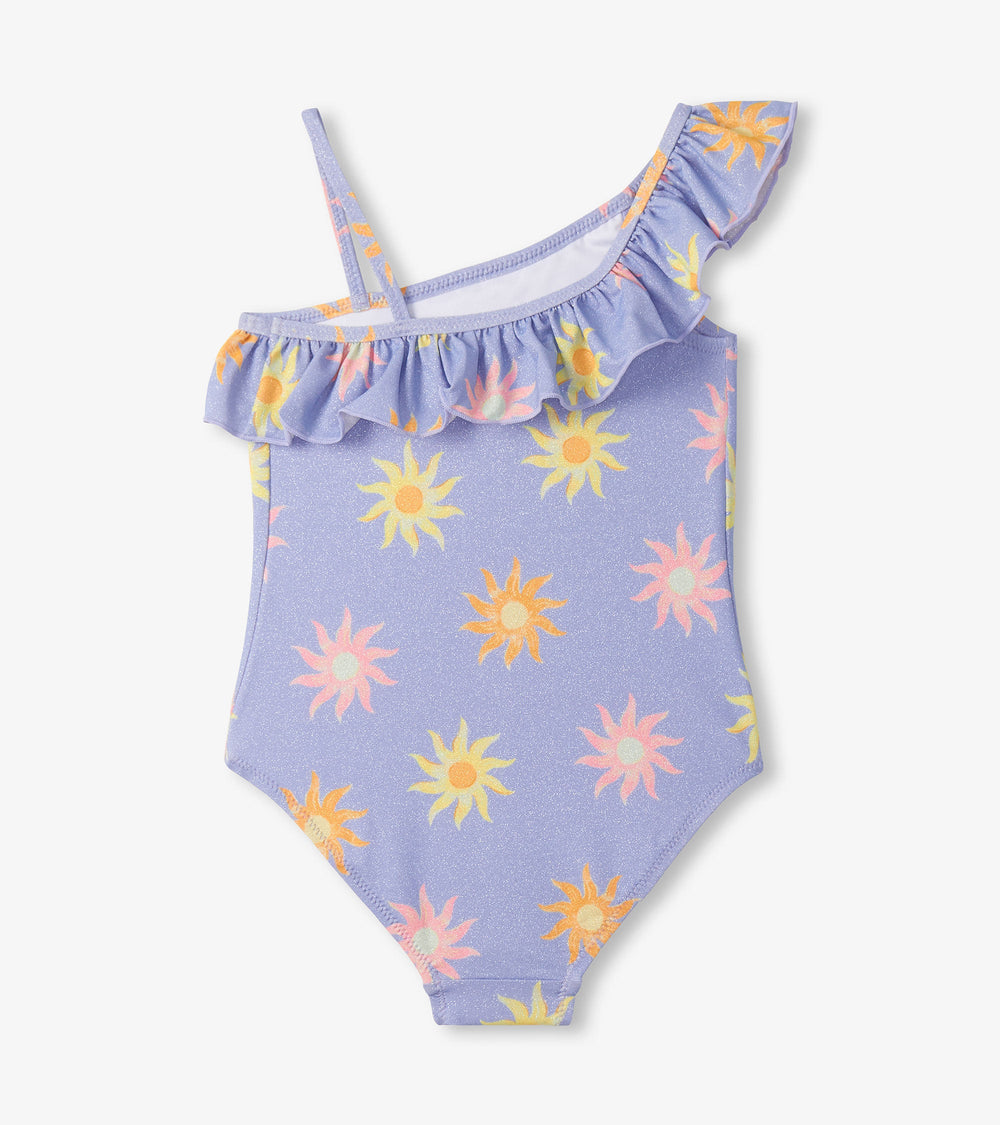 Hatley Girls Lavender Sunshine One-Shoulder Swimsuit