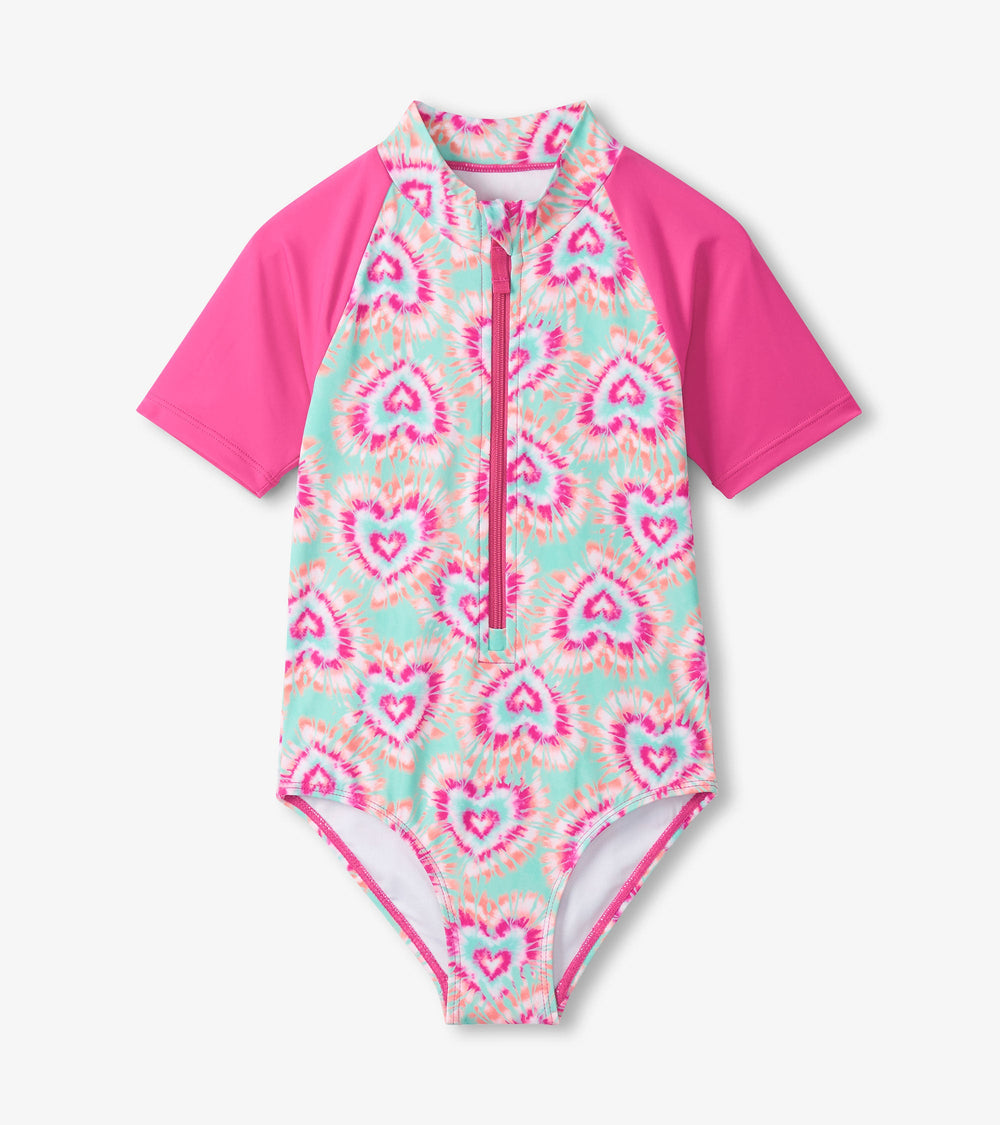 Hatley Girls Hearts One-Piece Rashguard Swimsuit