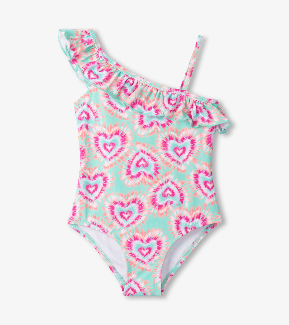 Hatley Girls Hearts One-Shoulder Swimsuit