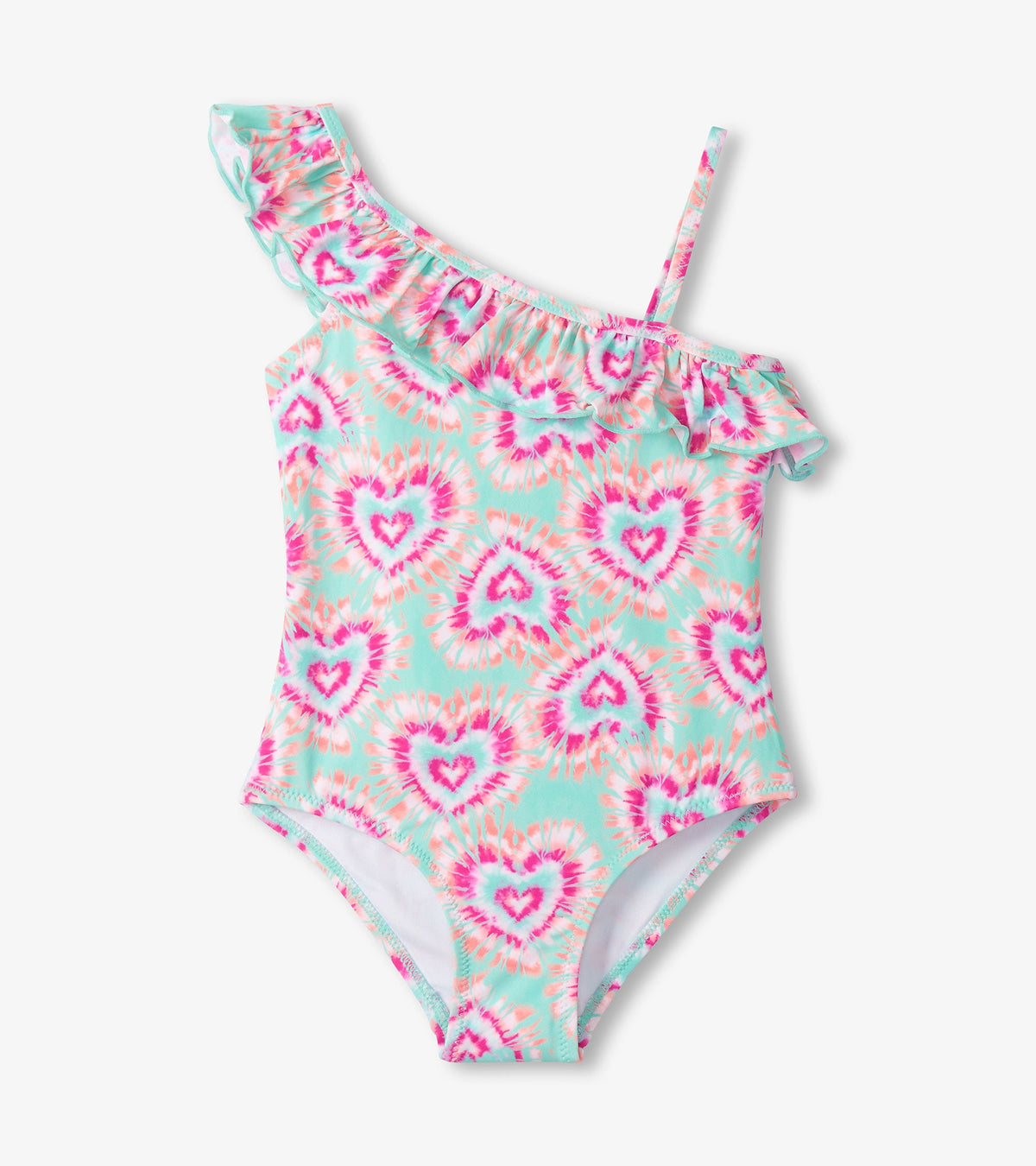 Hatley Girls Hearts One-Shoulder Swimsuit