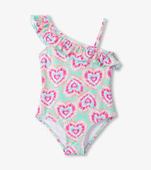 Hatley Girls Hearts One-Shoulder Swimsuit