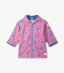 Hatley Girls Color Changing Heart Burst Zip-Up Rain Jacket