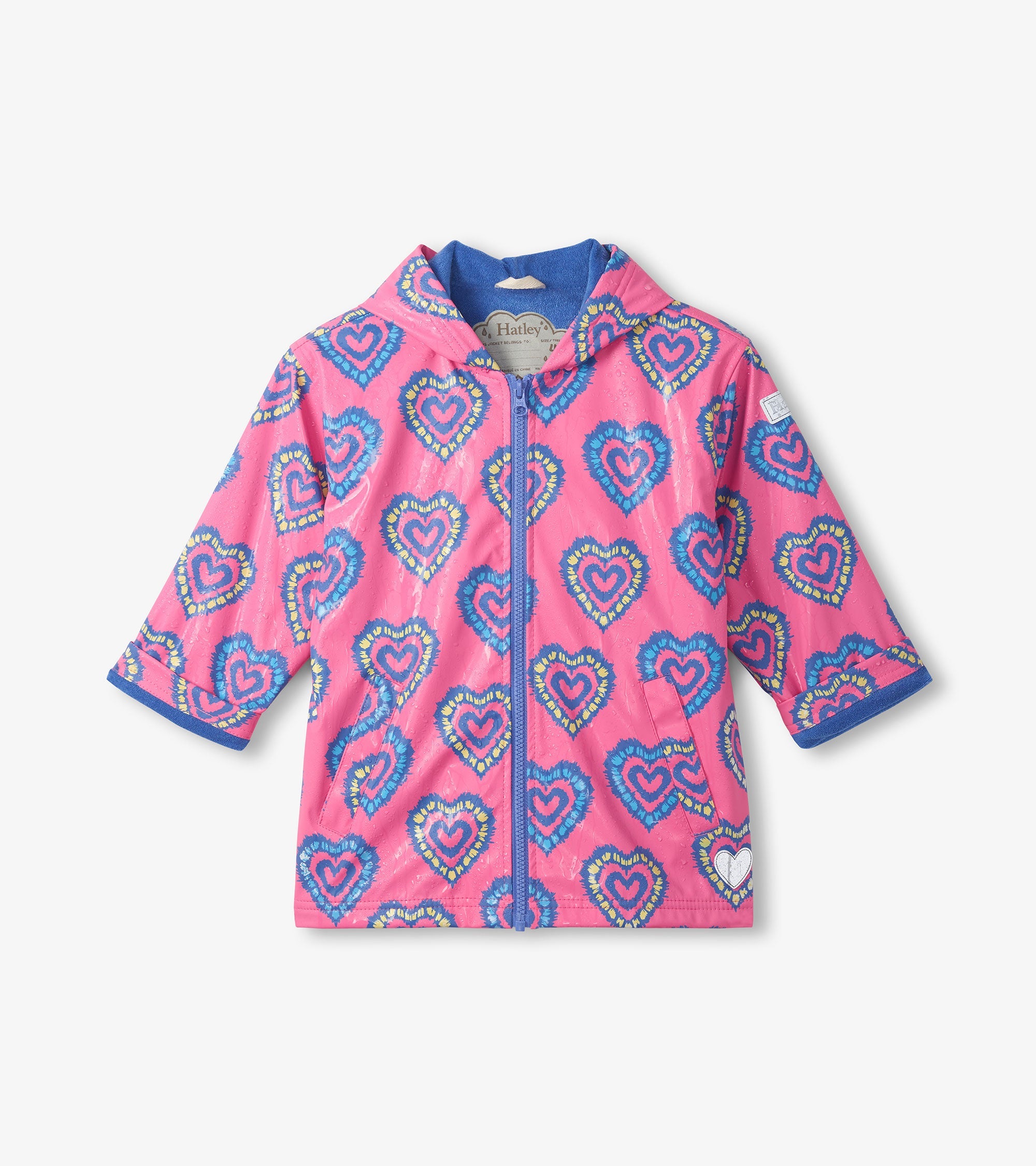 Hatley Girls Color Changing Heart Burst Zip-Up Rain Jacket