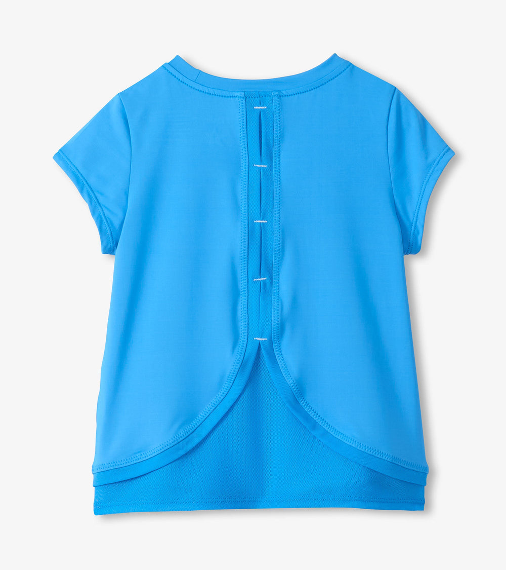 Hatley Girls Malibu Blue Mesh Trim T-Shirt