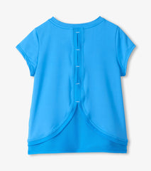 Hatley Girls Malibu Blue Mesh Trim T-Shirt