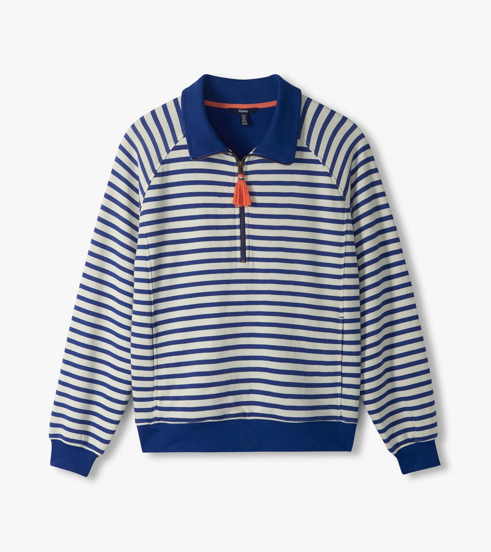 Hatley Mock Neck Pullover - Mezarine Blue Stripes