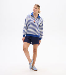 Hatley Mock Neck Pullover - Mezarine Blue Stripes