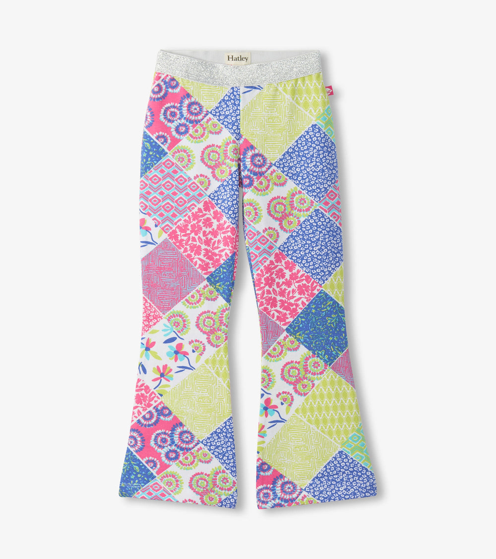 Hatley Girls Mix-Up Patch Work Stretch Bell Bottoms