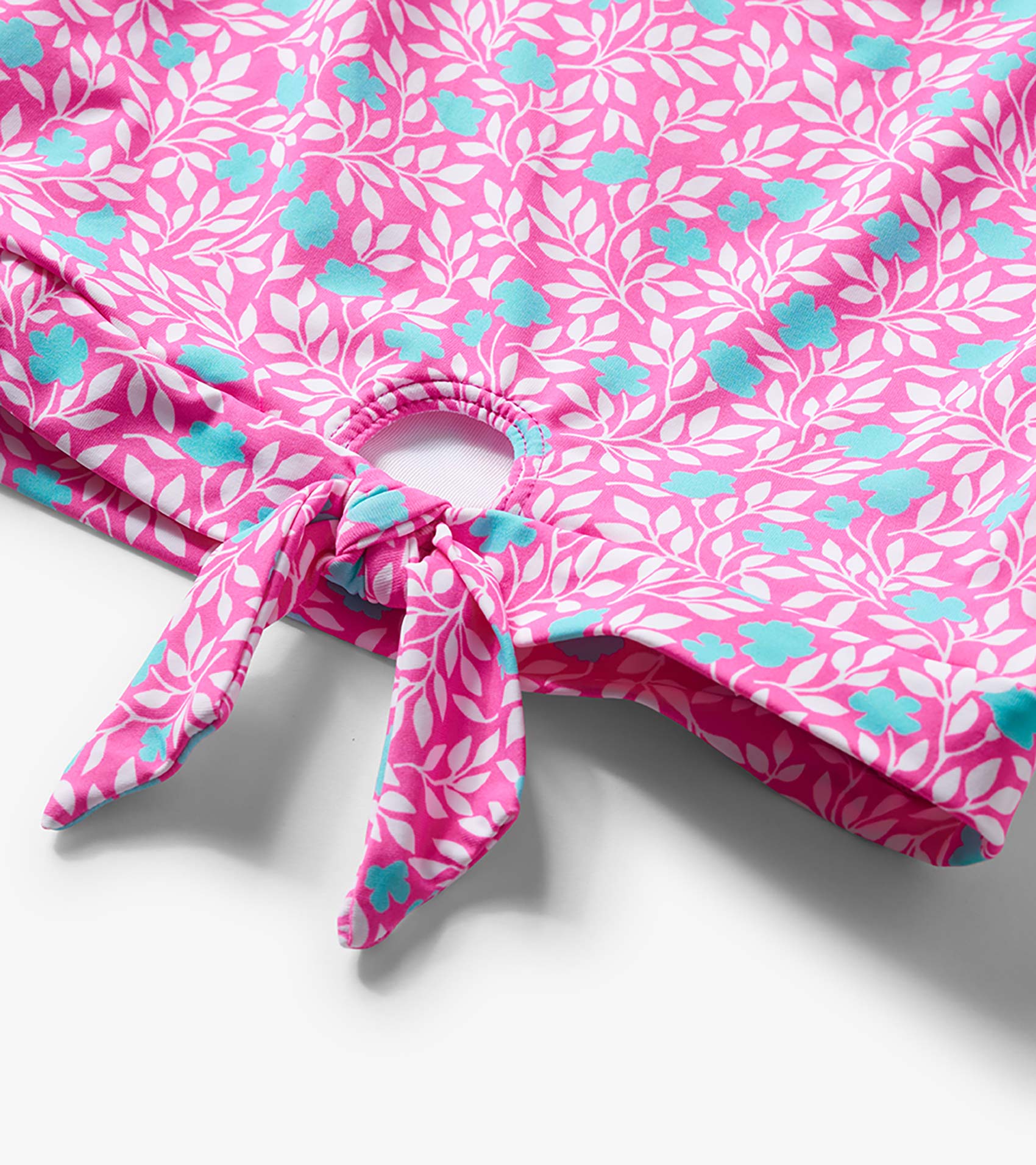 Hatley Girls Pink Floral Stripes Tie-Front Two-Piece Swimsuit